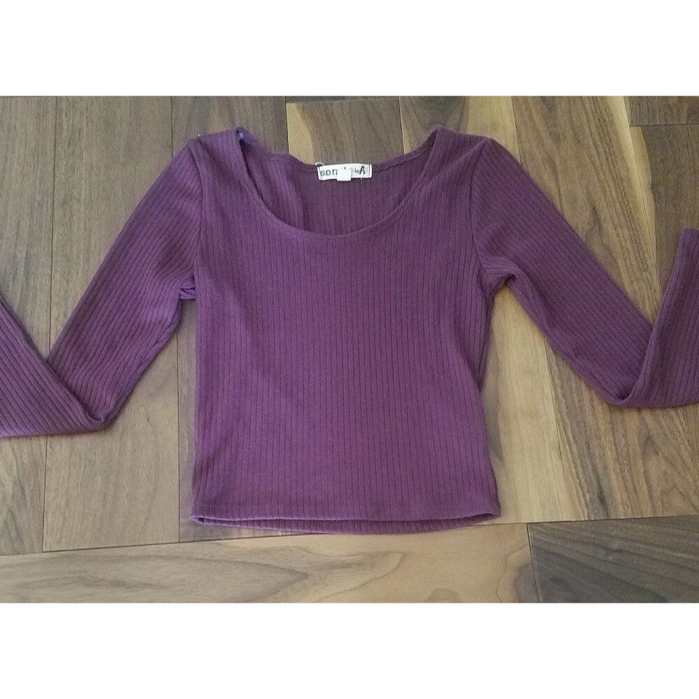So Rad By A Top Women's Sized Small Cropped Ribbed Maroon long sleeve